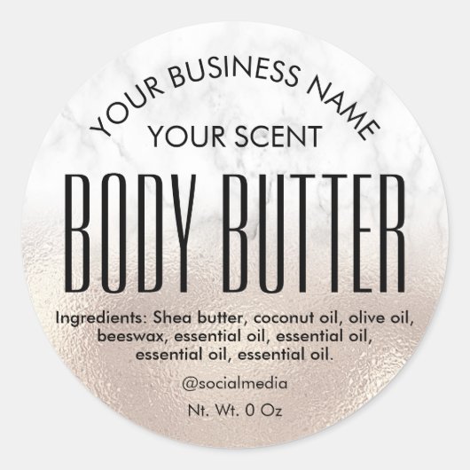 パール ローズ フォイル マーブル ボディ バター ラベル (正面)