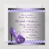 パール 紫 ハイヒール 靴 誕生日パーティー 招待状 (裏面)