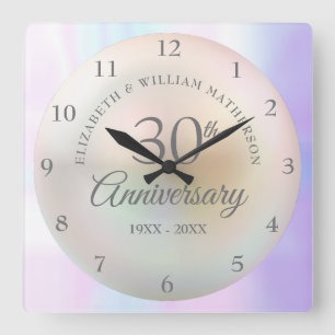 パール 結婚30周年記念 スクエア壁時計