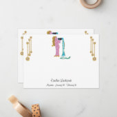 パール&金ゴールドジュエリーとアクエリアス〔占星術の〕十二宮図標識 ノートカード (正面/裏面インサイチュ)