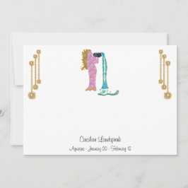 パール&金ゴールドジュエリーとアクエリアス〔占星術の〕十二宮図標識 ノートカード