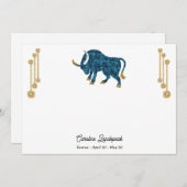 パール&金ゴールドジュエリーとタウロス〔占星術の〕十二宮図サイン ノートカード (正面/裏面)