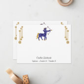 パール&金ゴールドジュエリーと射手座〔占星術の〕十二宮図標識 ノートカード (正面/裏面インサイチュ)