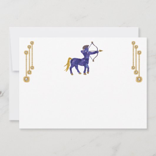 パール&金ゴールドジュエリーと射手座〔占星術の〕十二宮図標識 ノートカード (裏面)