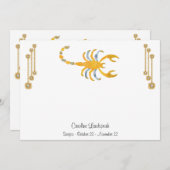 パール&金ゴールドジュエリーと蠍座〔占星術の〕十二宮図標識 ノートカード (正面/裏面)