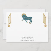 パール&金ゴールドジュエリー付き〔占星術の〕十二宮図標識 ノートカード (正面)