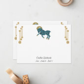 パール&金ゴールドジュエリー付き〔占星術の〕十二宮図標識 ノートカード (正面/裏面インサイチュ)