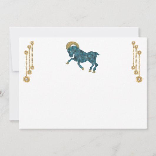 パール&金ゴールドジュエリー付き〔占星術の〕十二宮図標識 ノートカード (裏面)