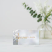 パール&金ゴールドトレブルクレフ、 音符記号オーナメント 名刺 (スタンド正面)