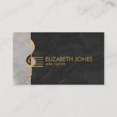 パール&金ゴールドトレブルクレフ、 音符記号オーナメント 名刺 (正面)