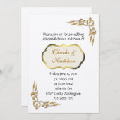 パール&金ゴールドリハーサルディナー招待状 招待状 (正面/裏面)