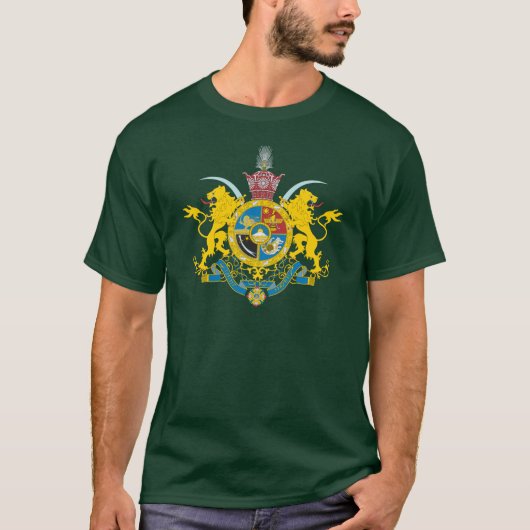 (パーレビの王朝1925-1979年)イランの紋章付き外衣 Tシャツ (正面)