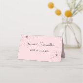 パーローズの背景にアネモネの折り畳まれた名札 プレイスカード (裏面)