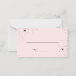 パーローズの背景にアネモネの折り畳まれた名札 プレイスカード