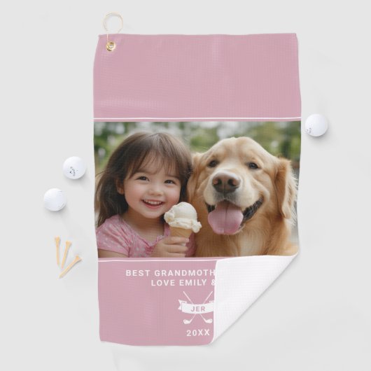 パー最高のおもしろいゴルファーの祖母フォトピンク ゴルフタオル (インサイチュ)