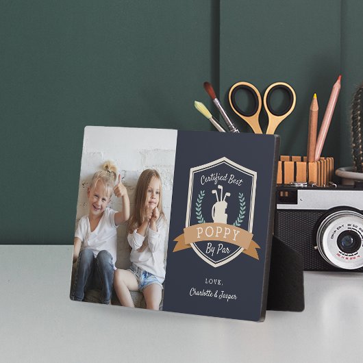 パー最高のでポピー |ゴルフのおじいちゃん写真 フォトプラーク