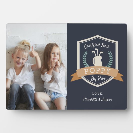 パー最高のでポピー |ゴルフのおじいちゃん写真 フォトプラーク (正面)