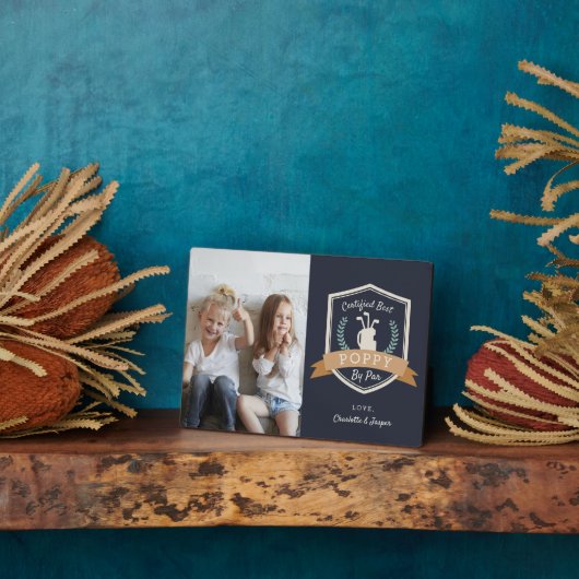 パー最高のでポピー |ゴルフのおじいちゃん写真 フォトプラーク (側面)