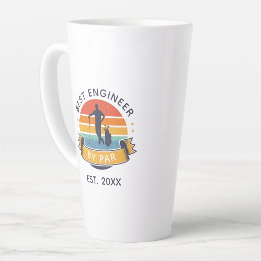 パー最高のア共同労働者による技術者誕生日ゴルフ用ファン カフェラテマグ (左アングル)