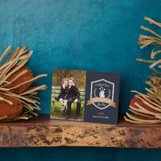 パー最高のグランプ |ゴルフのおじいちゃん写真 フォトプラーク (側面)