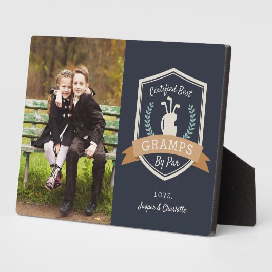 パー最高のグランプ |ゴルフのおじいちゃん写真 フォトプラーク (側面)