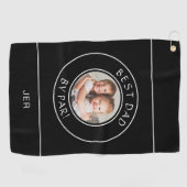 パー最高のゴルファーによるパパ写真ギフトかわいい白黒 ゴルフタオル (横)