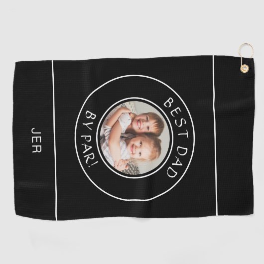 パー最高のゴルファーによるパパ写真ギフトかわいい白黒 ゴルフタオル (横)