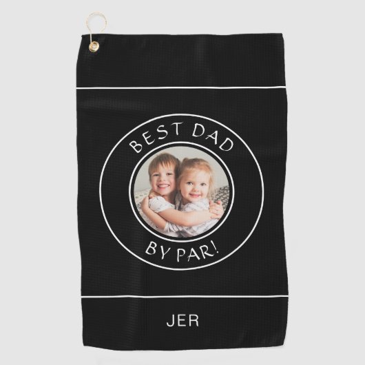 パー最高のゴルファーによるパパ写真ギフトかわいい白黒 ゴルフタオル (正面)