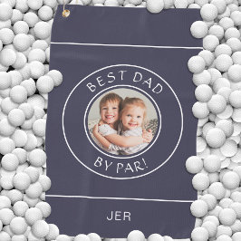 パー最高のゴルファーによるパパ写真ギフトかわいい青い白 ゴルフタオル