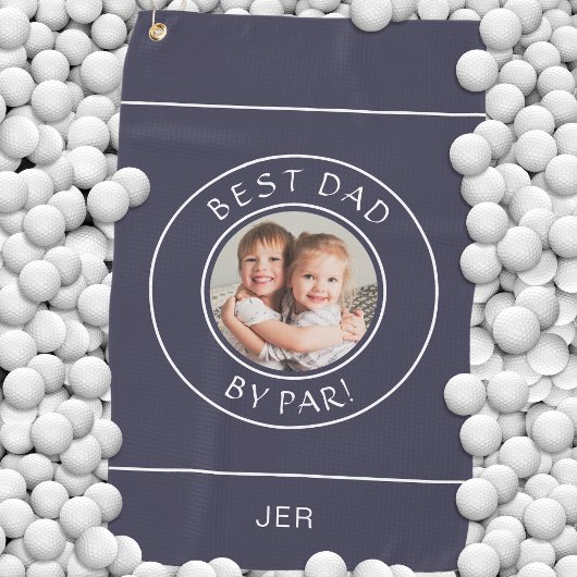 パー最高のゴルファーによるパパ写真ギフトかわいい青い白 ゴルフタオル