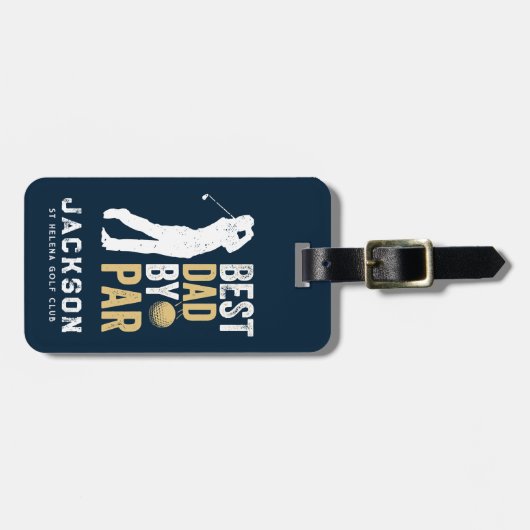 パー最高のゴルファーによるモノグラムのパパ ラゲッジタグ (正面横)