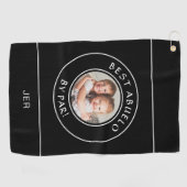 パー最高のゴルファーによるAbuelo写真ギフトモダンブラック ゴルフタオル (横)