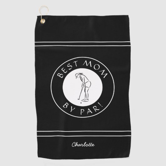 パー最高のゴルファーのプロスポーツブラックおもしろいキュート ゴルフタオル (正面)