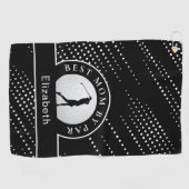 パー最高のゴルファーのマママスポモダンートブラック&ホワイト ゴルフタオル (横)