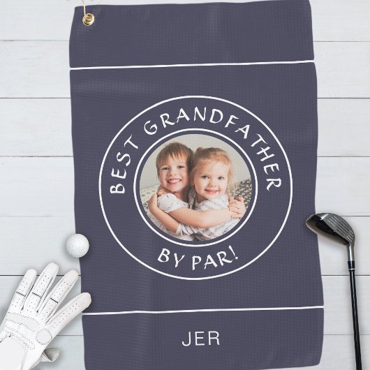 パー最高のゴルファーの祖父の写真ギフトブルー ゴルフタオル