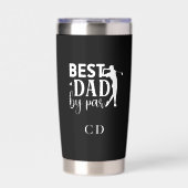 パー最高のゴルフパパ白黒 保温保冷タンブラー (正面)