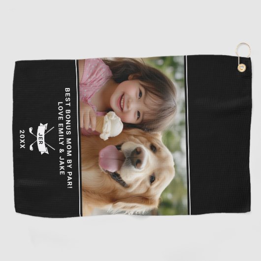 パー最高のス・ステプマザーゴルファーによる写真ボーナスママおもしろい ゴルフタオル (横)