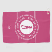 パー最高のパット女子ゴルファーのピおもしろいンクのお母さん ゴルフタオル (横)