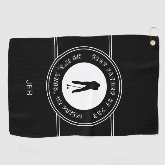 パー最高のパーの父親は男性のおもしろいゴルファーのブラックをパット ゴルフタオル (横)