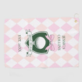 パー最高のピンクのレディモダンガーリーゴルファー ゴルフタオル (横)