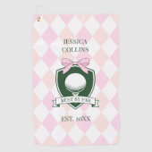 パー最高のピンクのレディモダンガーリーゴルファー ゴルフタオル (正面)