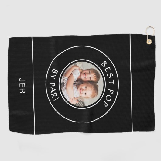 パー最高のポップ・アートのゴルファーのモノグラムモダンフォトブラック ゴルフタオル (横)