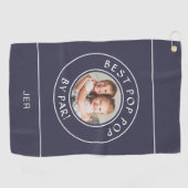 パー最高のポップ・アートのポップ・アートのゴルファーかわいい写真ギフトブルー ゴルフタオル (横)