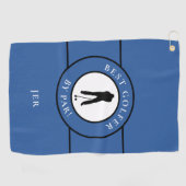 パー最高のモノグラムスポーツメンズブルーブラック ゴルフタオル (横)