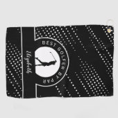 パー最高のモノグラムモダンスポーツブラック ゴルフタオル (横)