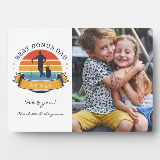 パー最高のレトロゴルフファーザーズデイフォトによるボーナスパパ フォトプラーク (正面)