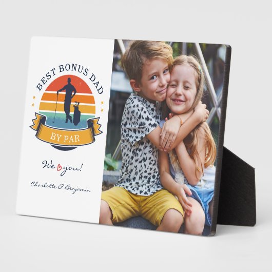 パー最高のレトロゴルフファーザーズデイフォトによるボーナスパパ フォトプラーク (側面)
