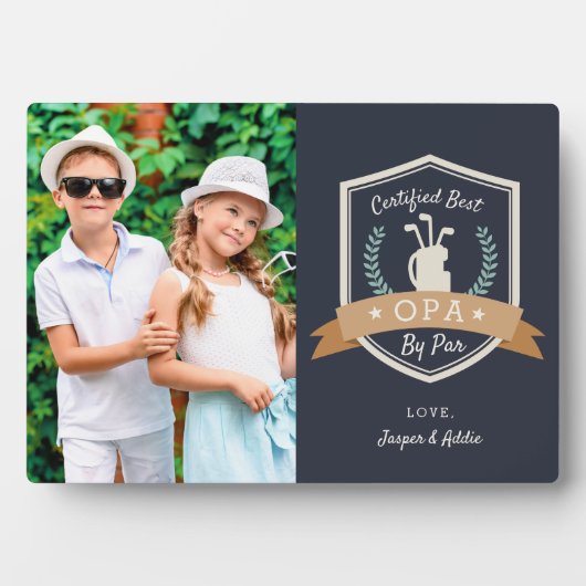 パー最高のーでオパ |ゴルフのおじいちゃん写真 フォトプラーク (正面)
