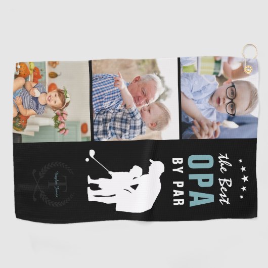 パー最高のーでオパ |モノグラムフォトコラージュ ゴルフタオル (横)