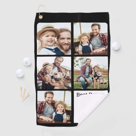 パー最高の5フォトコラージュによるボーナスパーソナライズされたパパ ゴルフタオル (インサイチュ)